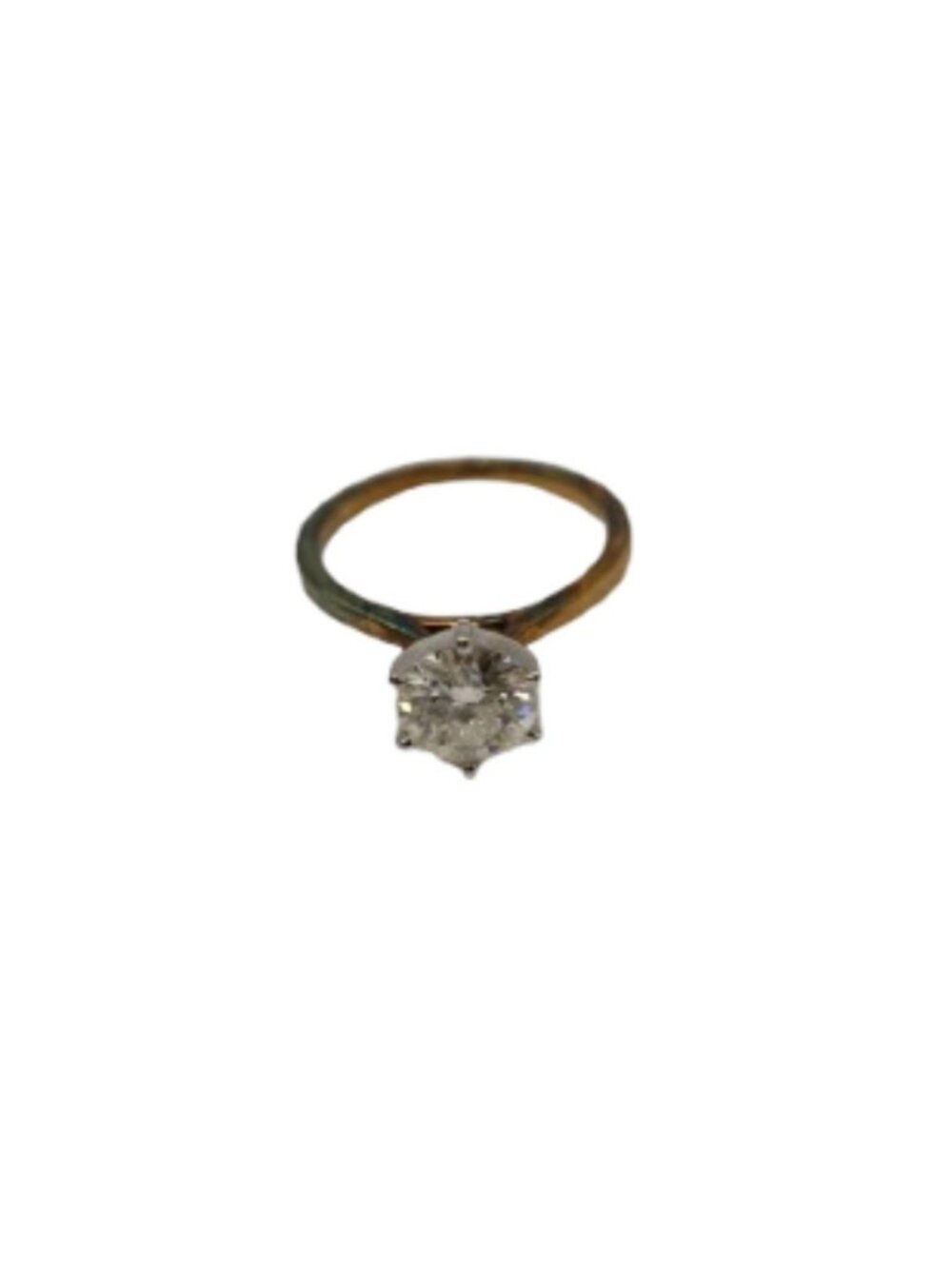 C&C Sterling Silver w/ Gold Overlay CZ Round Solitaire Ring Elegant Engagement